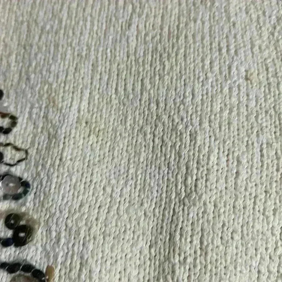 VTG Women SM Cream Knit Sweater Hand Embroidered Yarn and Button Tree Design - Picture 3 of 12